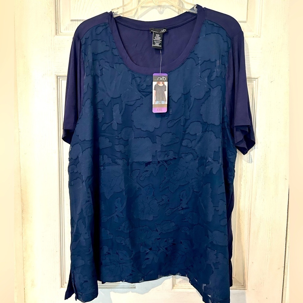 NWT RXB Peacock Colored Lace Front Top